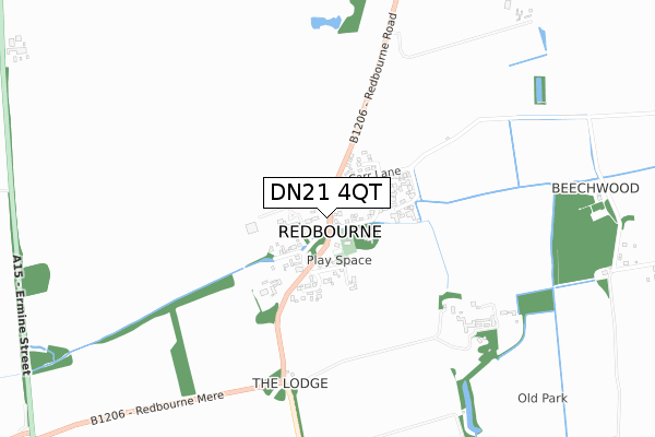 DN21 4QT map - small scale - OS Open Zoomstack (Ordnance Survey)