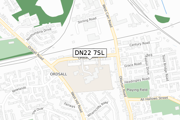 DN22 7SL map - large scale - OS Open Zoomstack (Ordnance Survey)