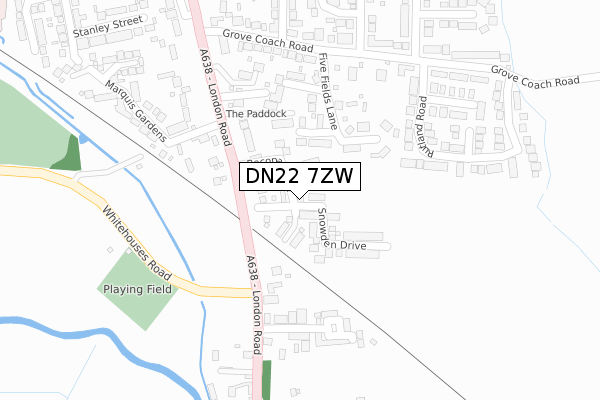 DN22 7ZW map - large scale - OS Open Zoomstack (Ordnance Survey)