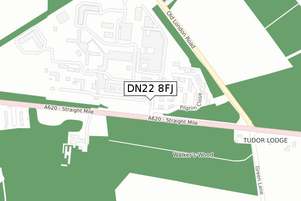 DN22 8FJ map - large scale - OS Open Zoomstack (Ordnance Survey)