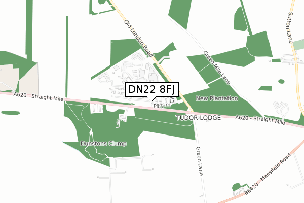 DN22 8FJ map - small scale - OS Open Zoomstack (Ordnance Survey)