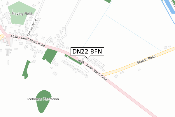 DN22 8FN map - large scale - OS Open Zoomstack (Ordnance Survey)