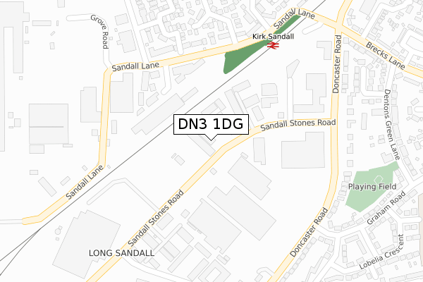 DN3 1DG map - large scale - OS Open Zoomstack (Ordnance Survey)