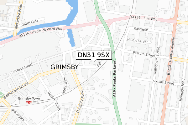 DN31 9SX map - large scale - OS Open Zoomstack (Ordnance Survey)