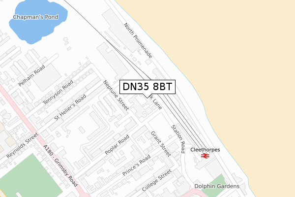 DN35 8BT map - large scale - OS Open Zoomstack (Ordnance Survey)