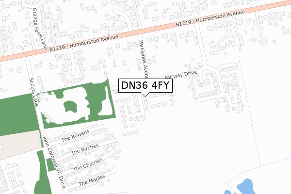 DN36 4FY map - large scale - OS Open Zoomstack (Ordnance Survey)