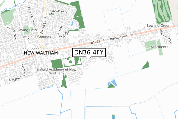 DN36 4FY map - small scale - OS Open Zoomstack (Ordnance Survey)