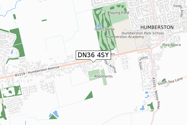 DN36 4SY map - small scale - OS Open Zoomstack (Ordnance Survey)