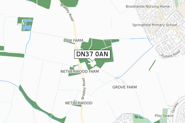 DN37 0AN map - small scale - OS Open Zoomstack (Ordnance Survey)