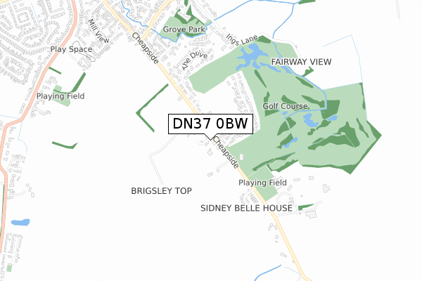 DN37 0BW map - small scale - OS Open Zoomstack (Ordnance Survey)