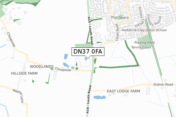 DN37 0FA map - small scale - OS Open Zoomstack (Ordnance Survey)