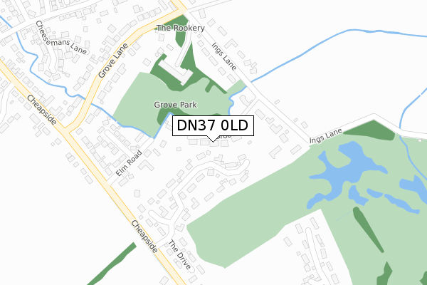 DN37 0LD map - large scale - OS Open Zoomstack (Ordnance Survey)