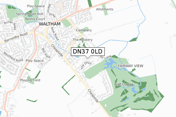 DN37 0LD map - small scale - OS Open Zoomstack (Ordnance Survey)