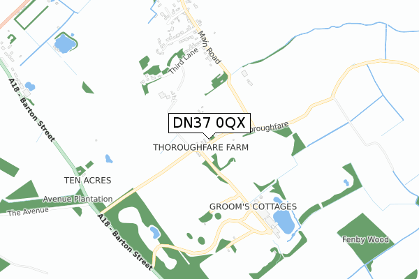 DN37 0QX map - small scale - OS Open Zoomstack (Ordnance Survey)