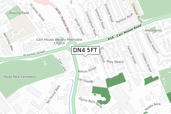 DN4 5FT map - large scale - OS Open Zoomstack (Ordnance Survey)