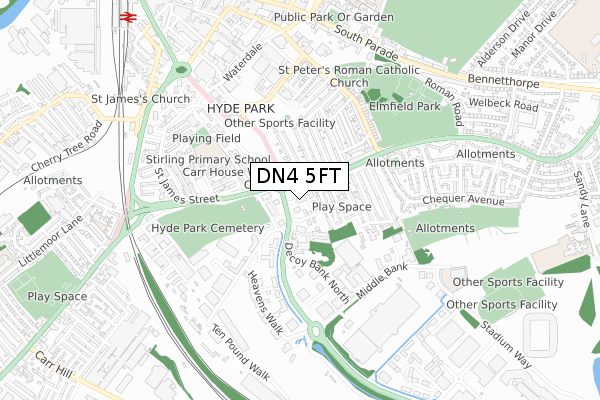 DN4 5FT map - small scale - OS Open Zoomstack (Ordnance Survey)