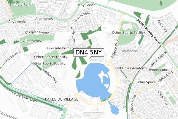 DN4 5NY map - small scale - OS Open Zoomstack (Ordnance Survey)