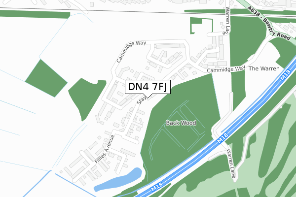 DN4 7FJ map - large scale - OS Open Zoomstack (Ordnance Survey)