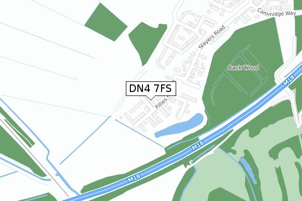 DN4 7FS map - large scale - OS Open Zoomstack (Ordnance Survey)