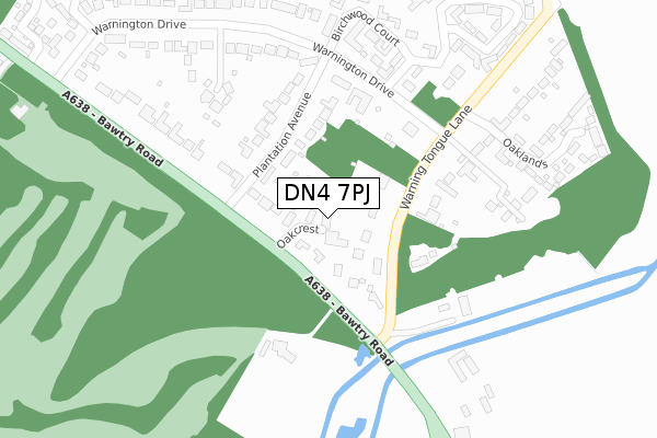 DN4 7PJ map - large scale - OS Open Zoomstack (Ordnance Survey)