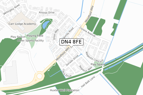 DN4 8FE map - large scale - OS Open Zoomstack (Ordnance Survey)