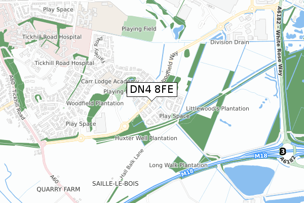 DN4 8FE map - small scale - OS Open Zoomstack (Ordnance Survey)