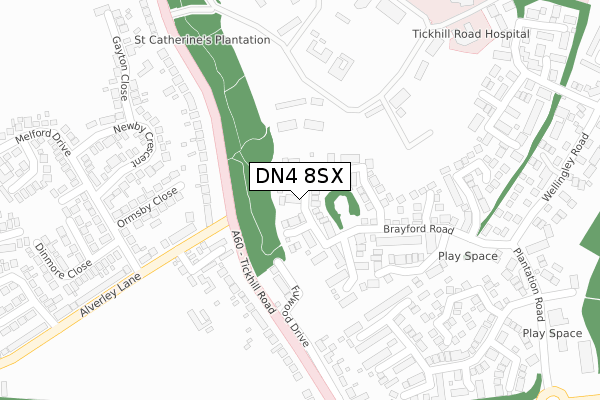 DN4 8SX map - large scale - OS Open Zoomstack (Ordnance Survey)