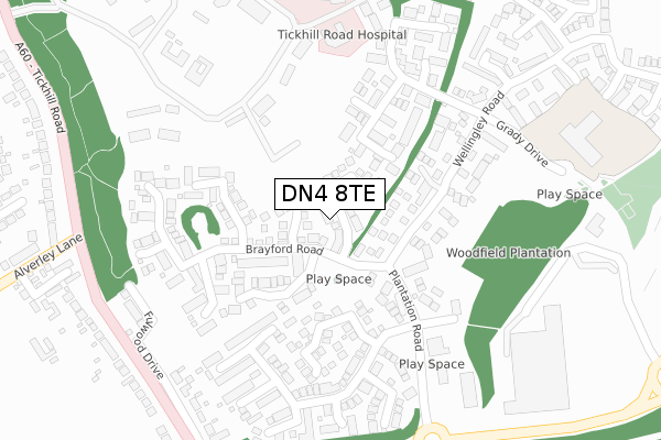 DN4 8TE map - large scale - OS Open Zoomstack (Ordnance Survey)