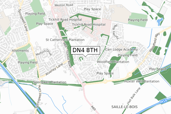 DN4 8TH map - small scale - OS Open Zoomstack (Ordnance Survey)