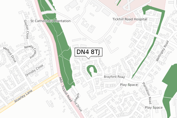 DN4 8TJ map - large scale - OS Open Zoomstack (Ordnance Survey)