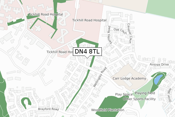 DN4 8TL map - large scale - OS Open Zoomstack (Ordnance Survey)