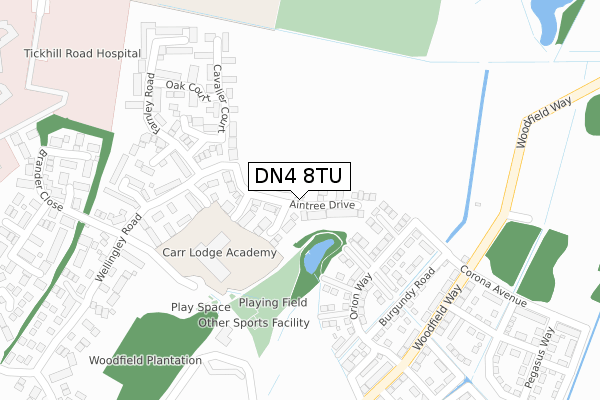 DN4 8TU map - large scale - OS Open Zoomstack (Ordnance Survey)