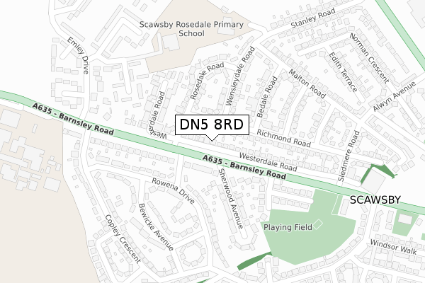 DN5 8RD map - large scale - OS Open Zoomstack (Ordnance Survey)