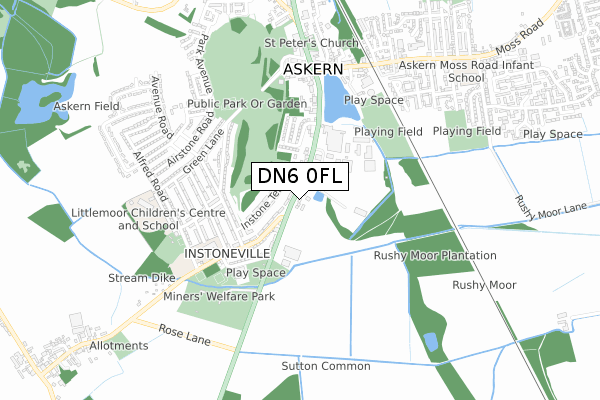 DN6 0FL map - small scale - OS Open Zoomstack (Ordnance Survey)