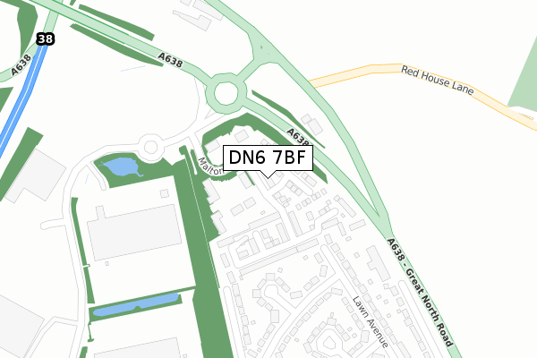 DN6 7BF map - large scale - OS Open Zoomstack (Ordnance Survey)