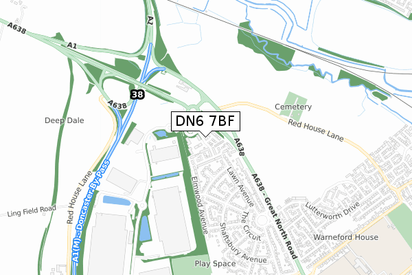 DN6 7BF map - small scale - OS Open Zoomstack (Ordnance Survey)