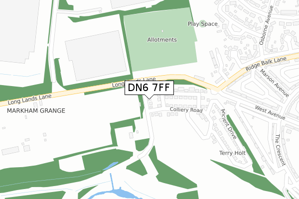 DN6 7FF map - large scale - OS Open Zoomstack (Ordnance Survey)