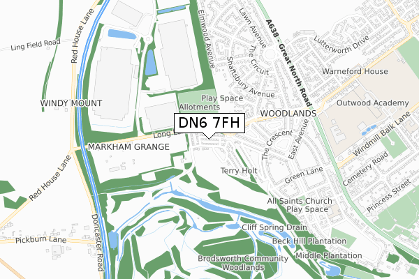 DN6 7FH map - small scale - OS Open Zoomstack (Ordnance Survey)