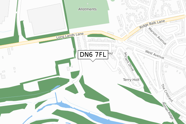 DN6 7FL map - large scale - OS Open Zoomstack (Ordnance Survey)