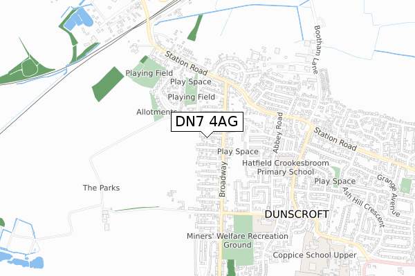 DN7 4AG map - small scale - OS Open Zoomstack (Ordnance Survey)