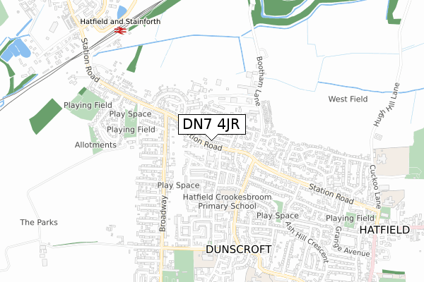 DN7 4JR map - small scale - OS Open Zoomstack (Ordnance Survey)