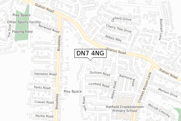 DN7 4NG map - large scale - OS Open Zoomstack (Ordnance Survey)