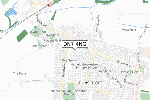 DN7 4NG map - small scale - OS Open Zoomstack (Ordnance Survey)