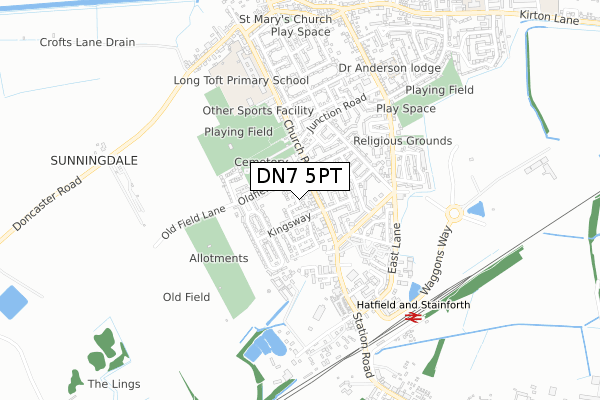 DN7 5PT map - small scale - OS Open Zoomstack (Ordnance Survey)