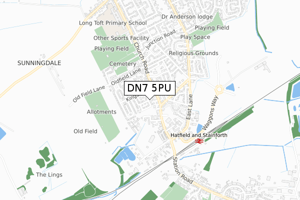 DN7 5PU map - small scale - OS Open Zoomstack (Ordnance Survey)