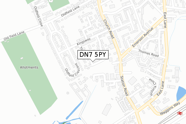 DN7 5PY map - large scale - OS Open Zoomstack (Ordnance Survey)