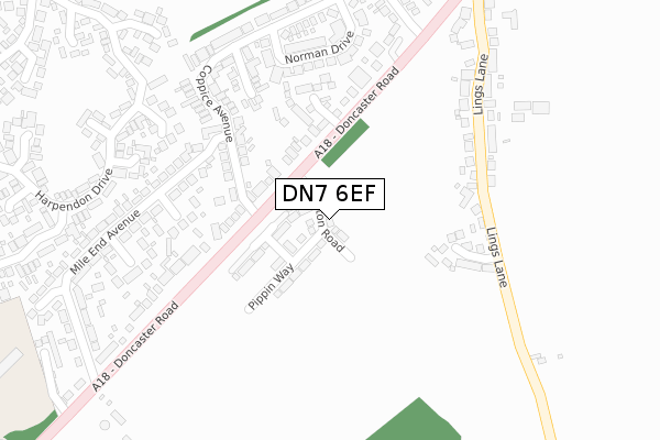 DN7 6EF map - large scale - OS Open Zoomstack (Ordnance Survey)