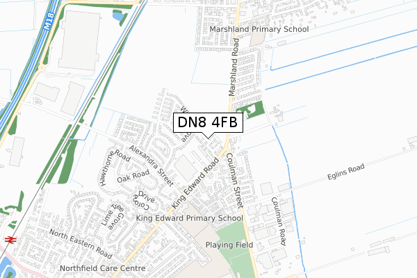 DN8 4FB map - small scale - OS Open Zoomstack (Ordnance Survey)