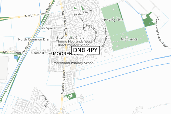 DN8 4PY map - small scale - OS Open Zoomstack (Ordnance Survey)