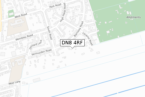 DN8 4RF map - large scale - OS Open Zoomstack (Ordnance Survey)